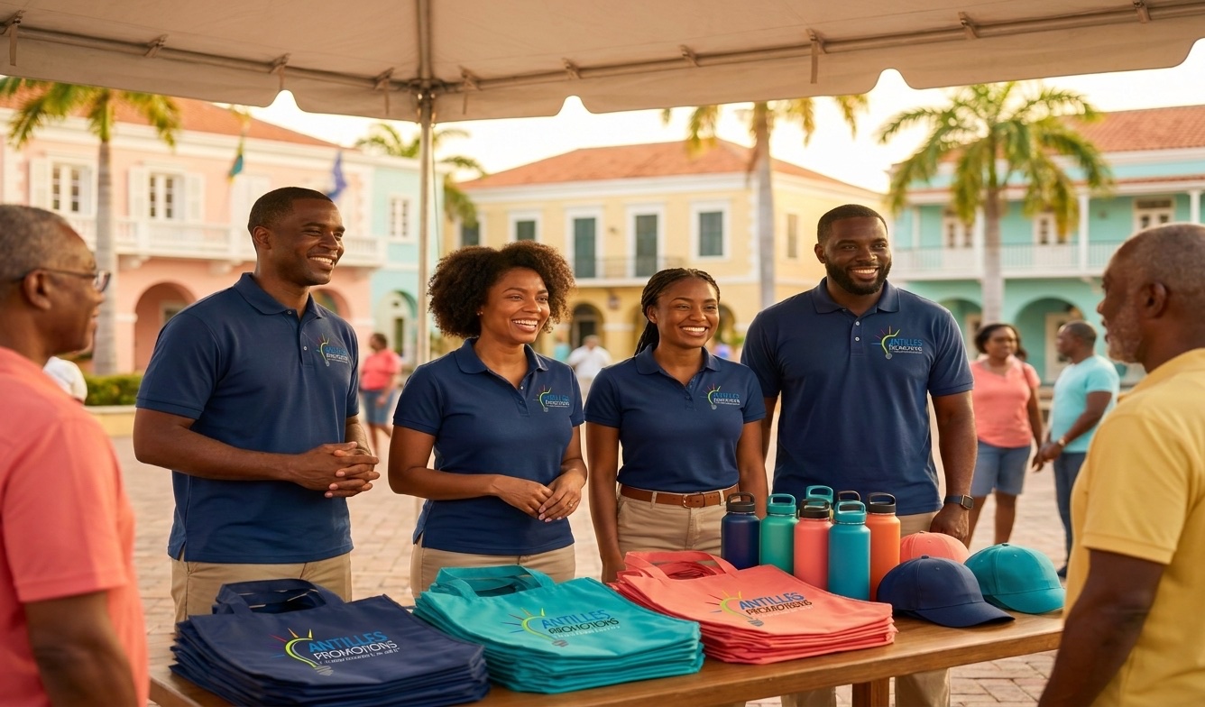 Municipal staff in branded polos at a community event